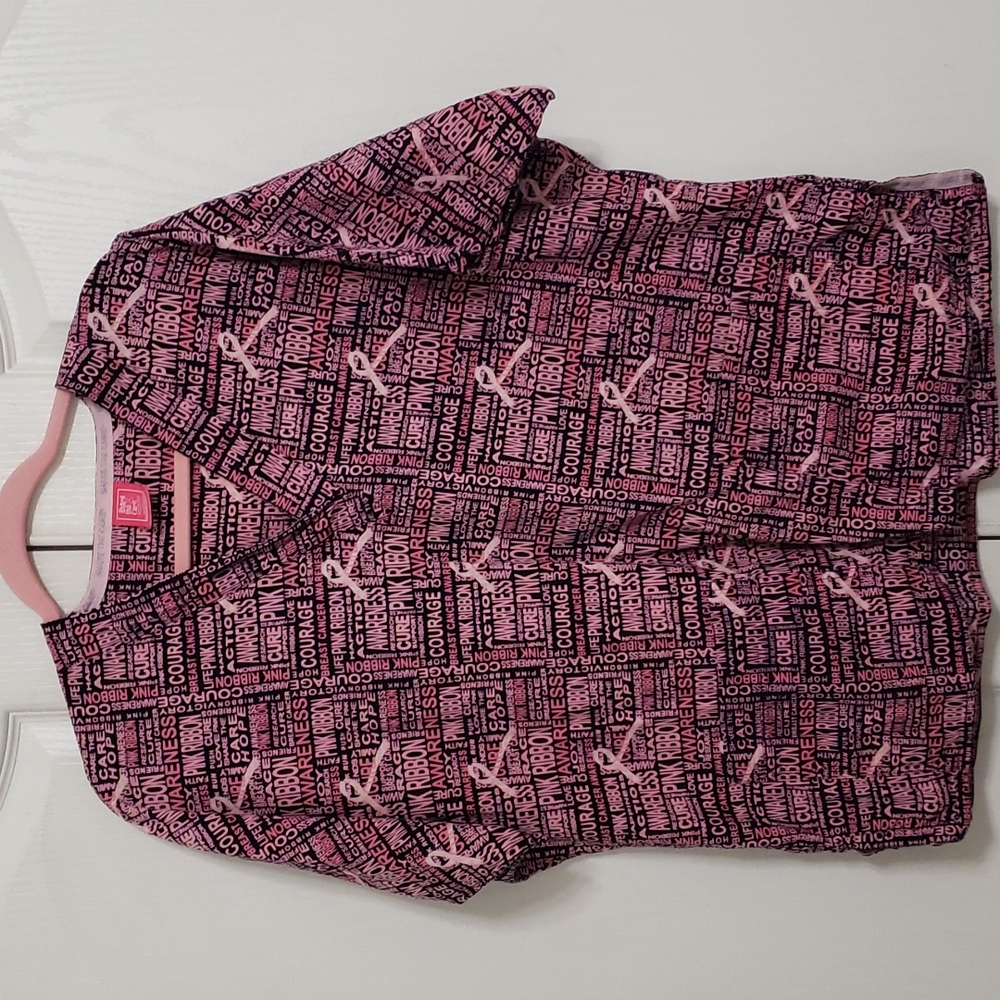 Breast cancer awareness scrub top